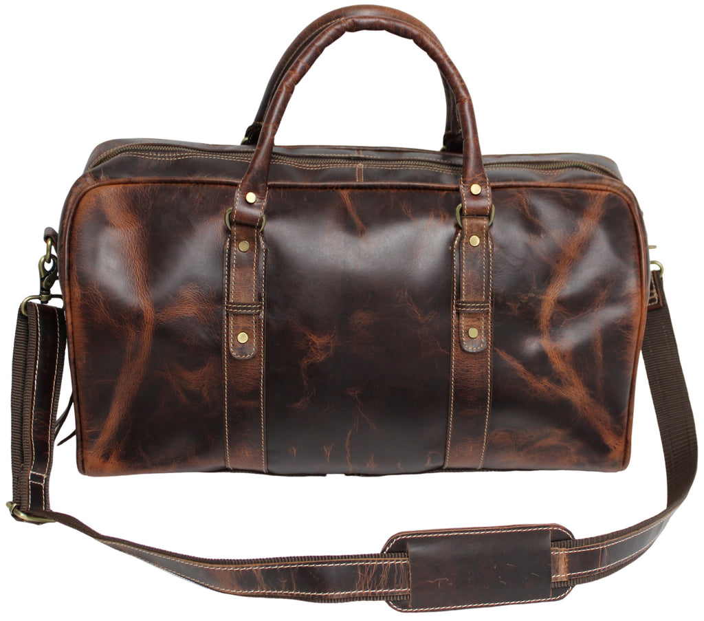 Quality Full Grain Genuine Leather Travel Bag with Adjustable Shoulder Strap. FREE Leather Apple Air-tag Holder. Style No. 81005