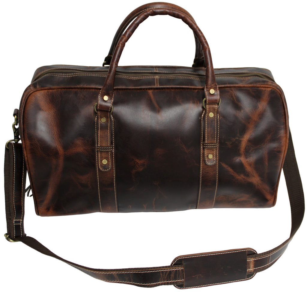 Quality Full Grain Genuine Leather Travel Bag with Adjustable Shoulder Strap. FREE Leather Apple Air-tag Holder. Style No. 81005