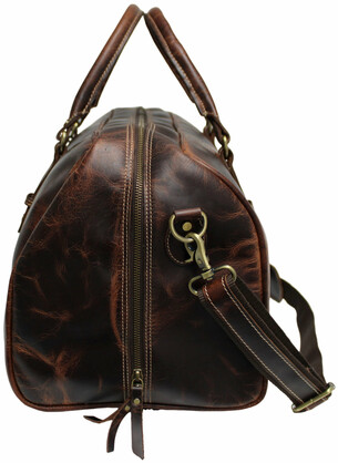 Quality Full Grain Genuine Leather Travel Bag with Adjustable Shoulder Strap. FREE Leather Apple Air-tag Holder. Style No. 81005