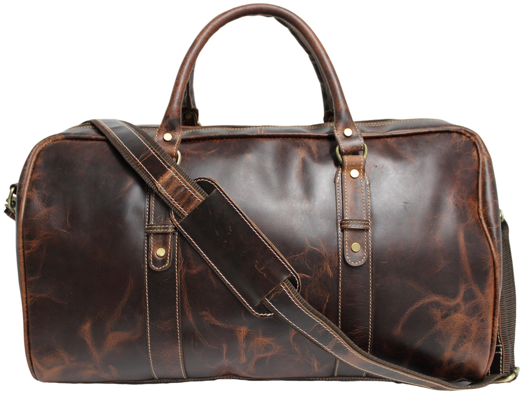 Quality Full Grain Genuine Leather Travel Bag with Adjustable Shoulder Strap. FREE Leather Apple Air-tag Holder. Style No. 81005