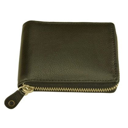 RFID Lined Cow Hide Leather Wallet Style 11011 Black