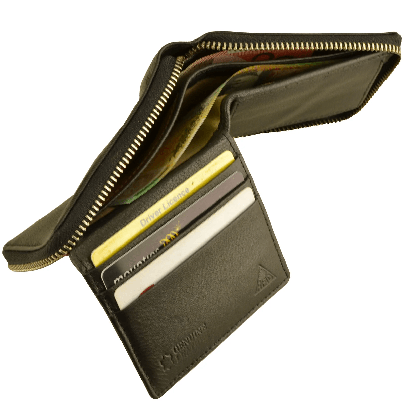 RFID Lined Cow Hide Leather Wallet Style 11011 Black