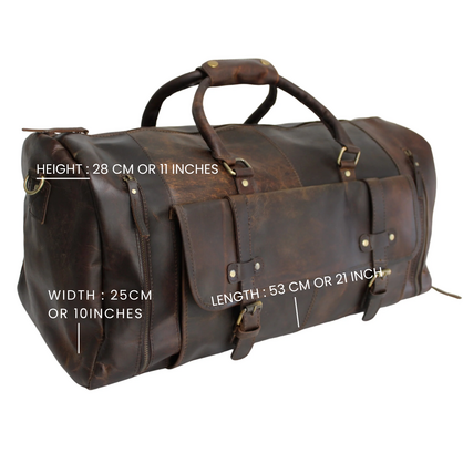 Quality Full Grain Genuine Leather Travel Bag with Adjustable Shoulder Strap. Style No. 81005