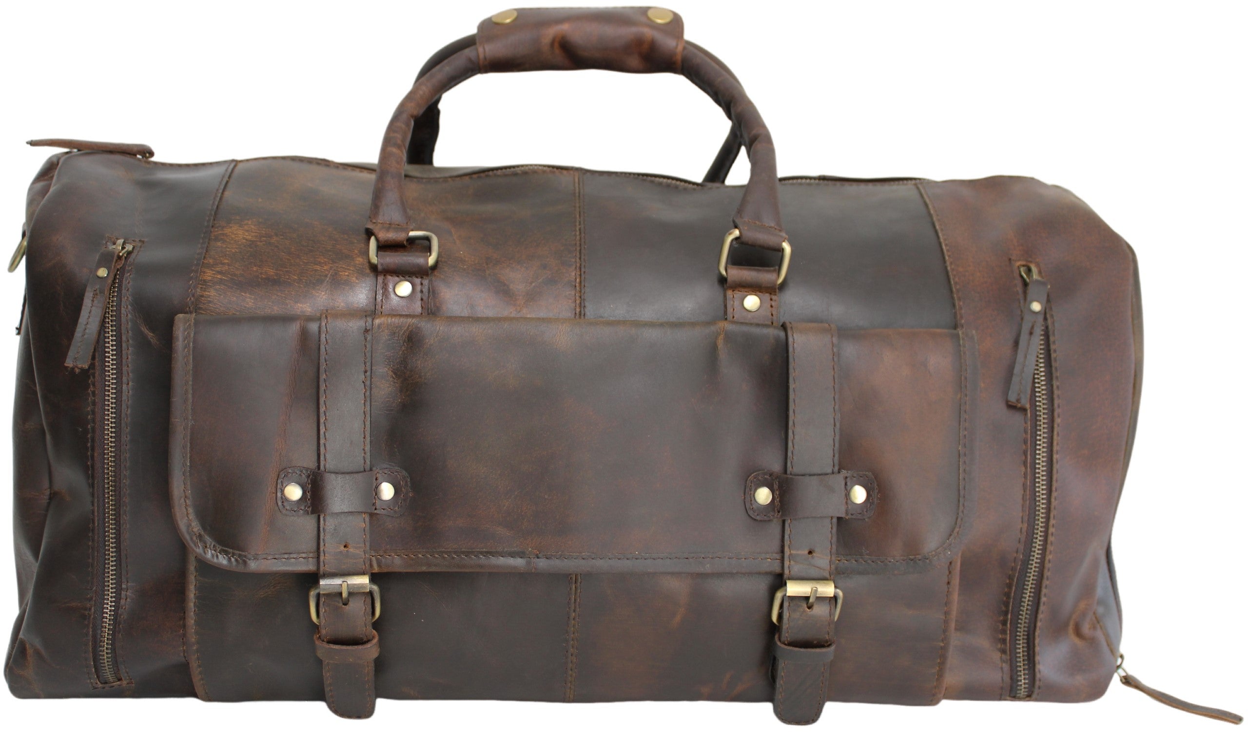 Quality Full Grain Genuine Leather Travel Bag with Adjustable Shoulder Strap. Style No. 81005