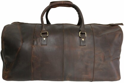 Quality Full Grain Genuine Leather Travel Bag with Adjustable Shoulder Strap. Style No. 81005