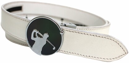 Quality Full Grain Leather Golf Belt. Colour: White. Style: 41044