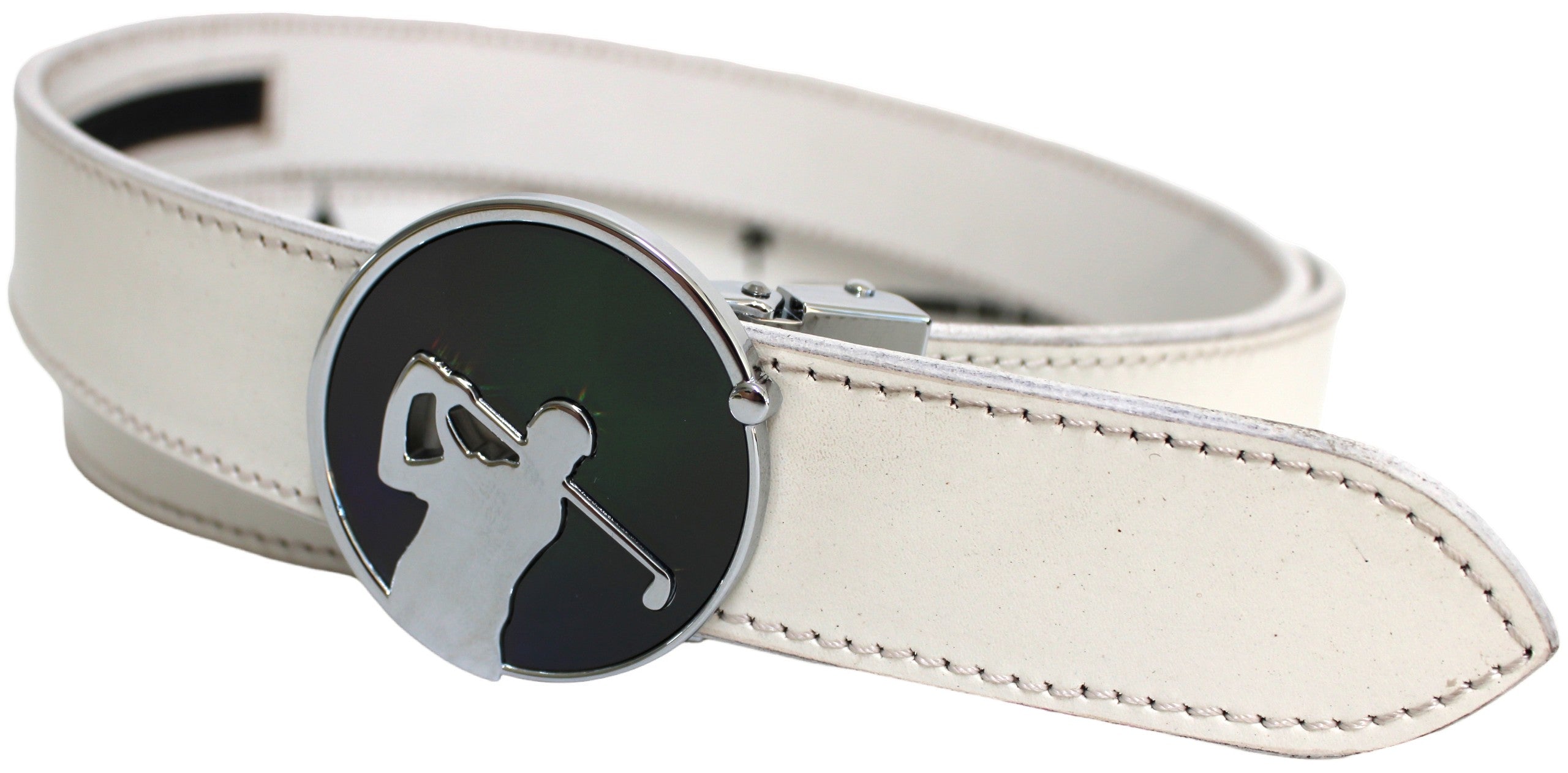 Quality Full Grain Leather Golf Belt. Colour: White. Style: 41044