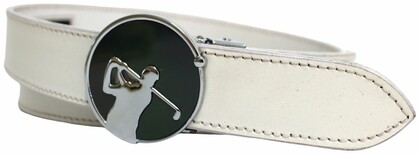 Quality Full Grain Leather Golf Belt. Colour: White. Style: 41044