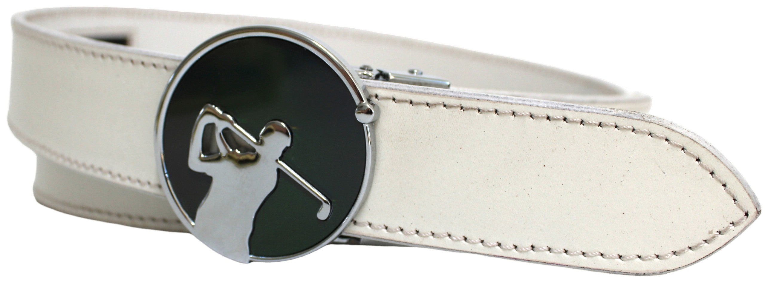 Quality Full Grain Leather Golf Belt. Colour: White. Style: 41044