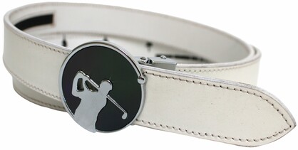 Quality Full Grain Leather Golf Belt. Colour: White. Style: 41044