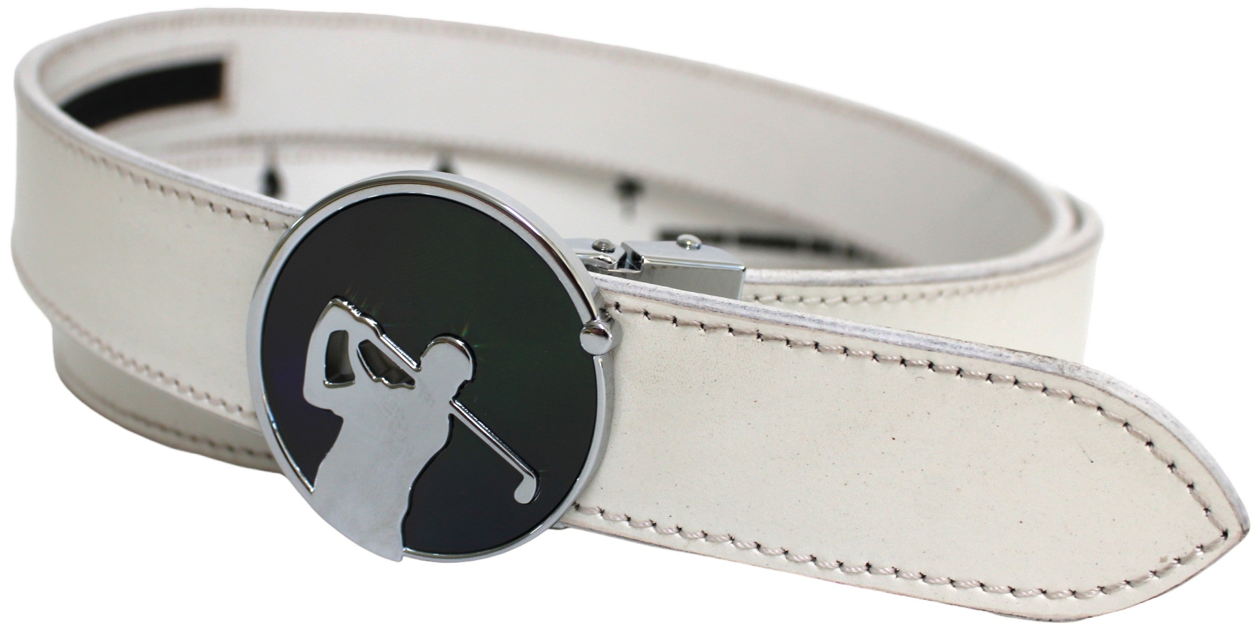Quality Full Grain Leather Golf Belt. Colour: White. Style: 41044