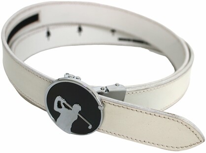 Quality Full Grain Leather Golf Belt. Colour: White. Style: 41044