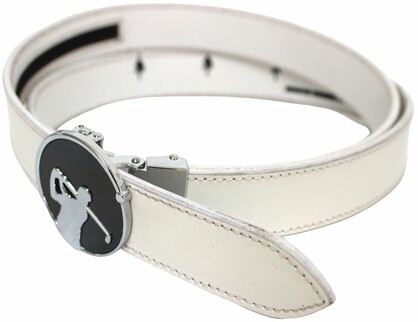 Quality Full Grain Leather Golf Belt. Colour: White. Style: 41044