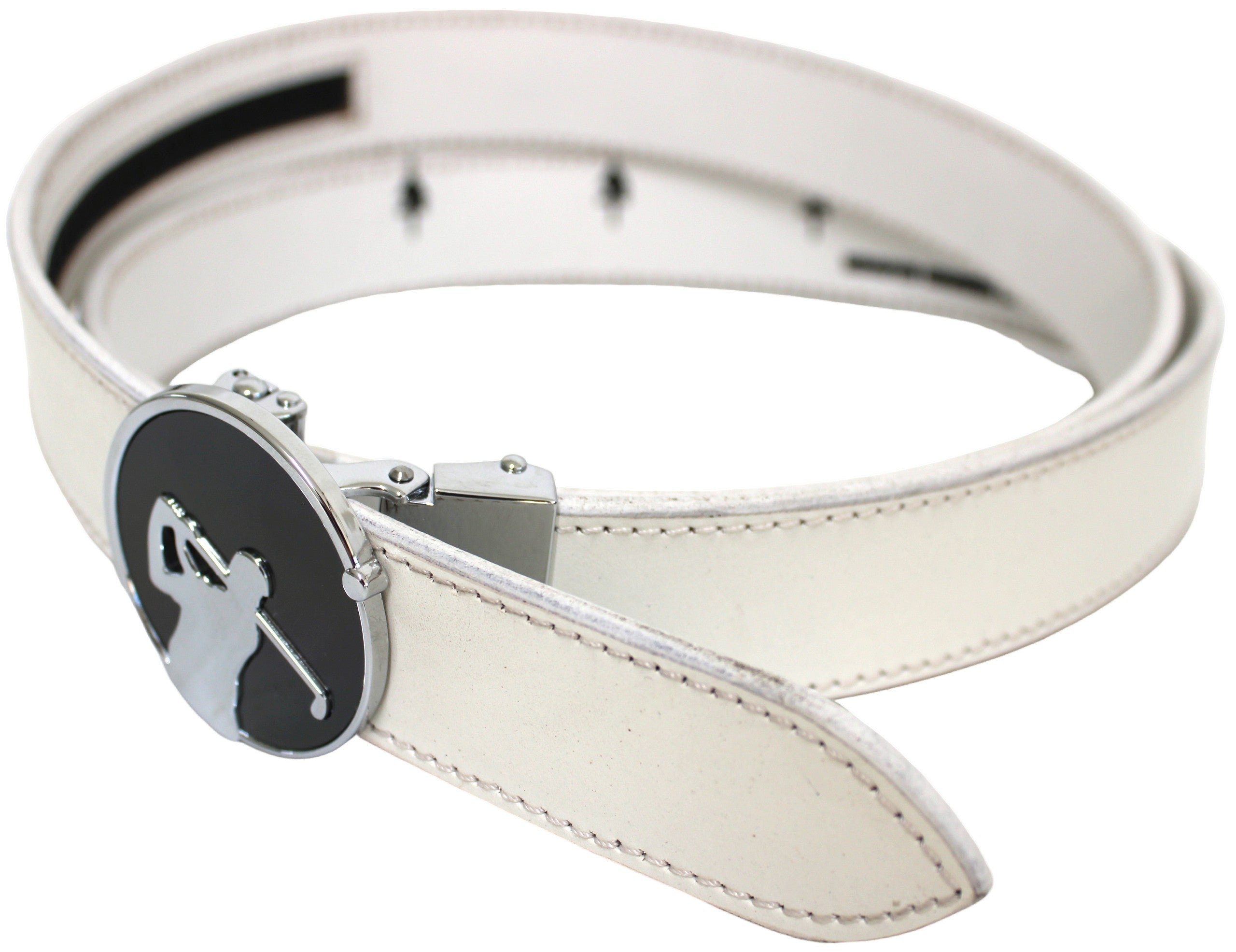 Quality Full Grain Leather Golf Belt. Colour: White. Style: 41044