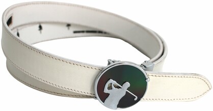 Quality Full Grain Leather Golf Belt. Colour: White. Style: 41044