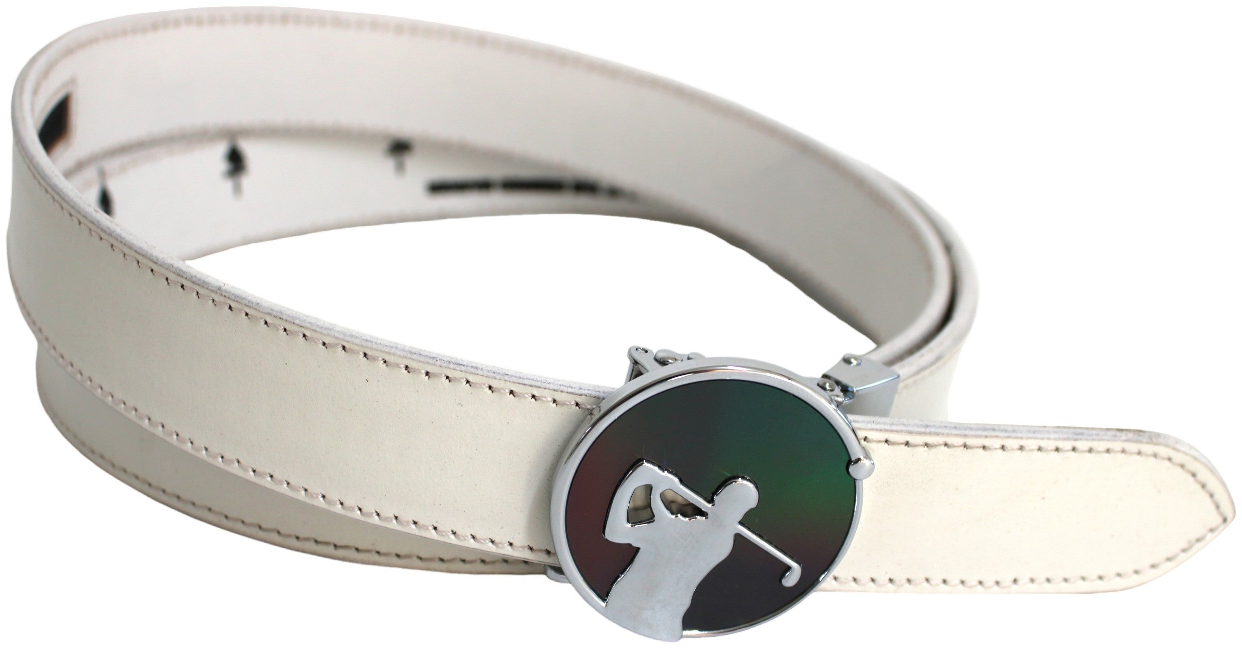 Quality Full Grain Leather Golf Belt. Colour: White. Style: 41044