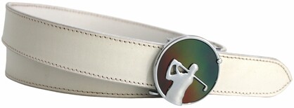 Quality Full Grain Leather Golf Belt. Colour: White. Style: 41044