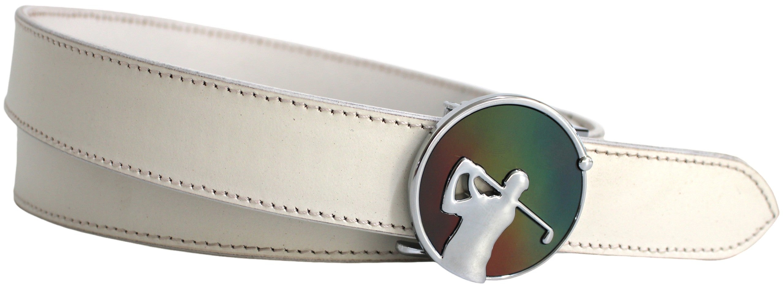 Quality Full Grain Leather Golf Belt. Colour: White. Style: 41044