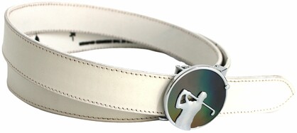 Quality Full Grain Leather Golf Belt. Colour: White. Style: 41044