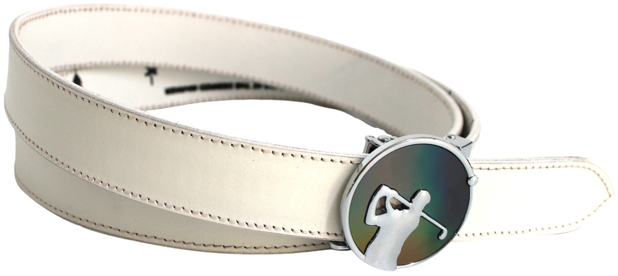 Quality Full Grain Leather Golf Belt. Colour: White. Style: 41044
