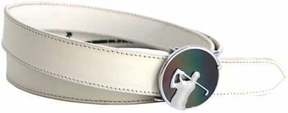 Quality Full Grain Leather Golf Belt. Colour: White. Style: 41044