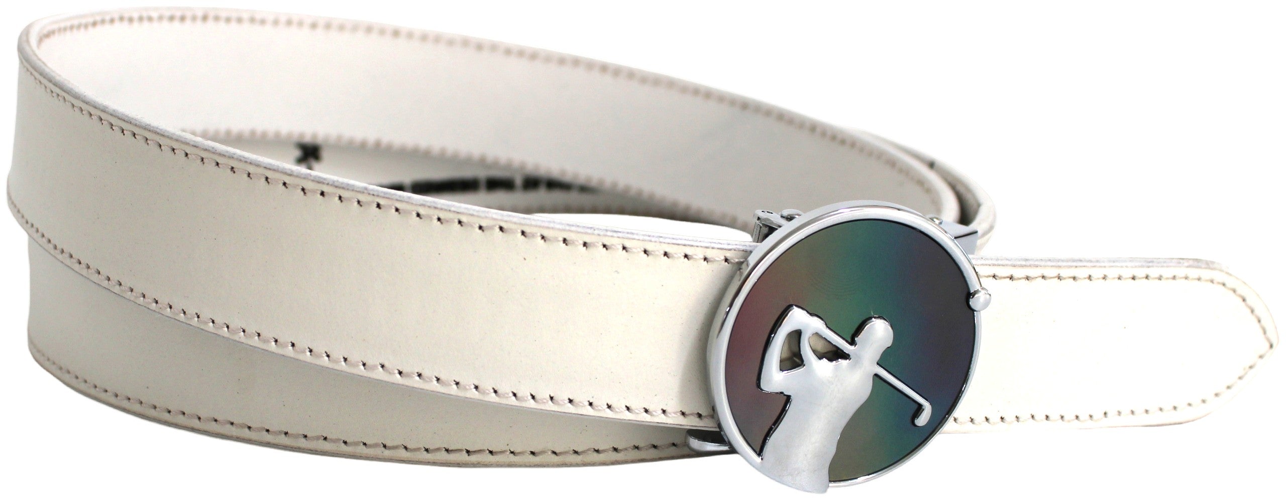 Quality Full Grain Leather Golf Belt. Colour: White. Style: 41044