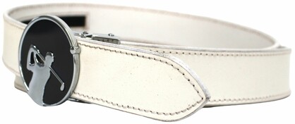 Quality Full Grain Leather Golf Belt. Colour: White. Style: 41044