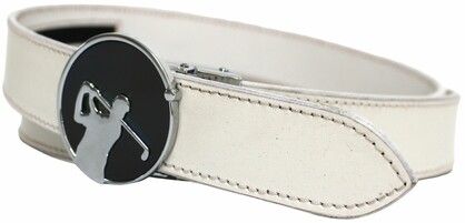 Quality Full Grain Leather Golf Belt. Colour: White. Style: 41044