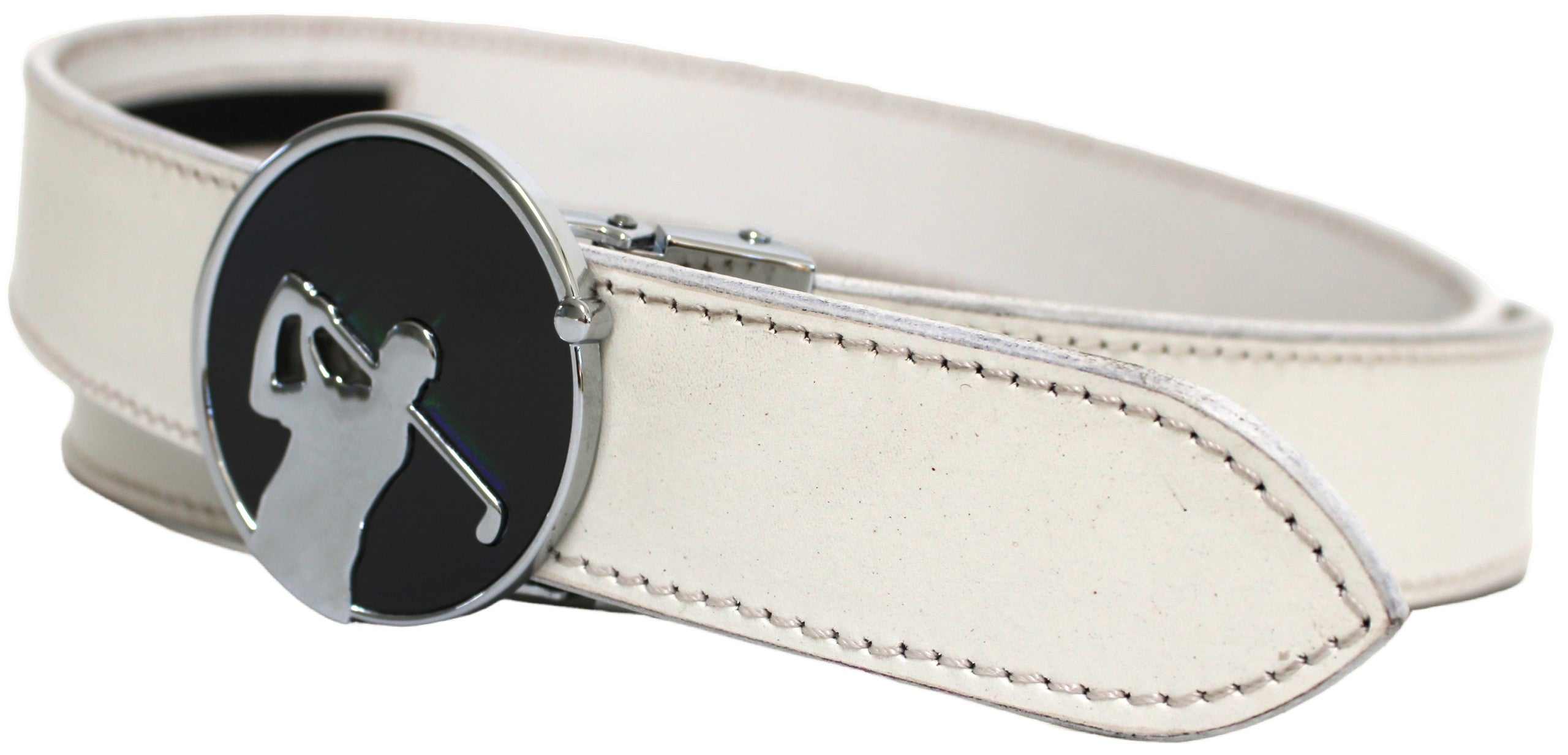 Quality Full Grain Leather Golf Belt. Colour: White. Style: 41044
