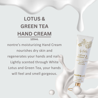 Hand Cream White & Gold Tube Lotus & Green Tea 120mL