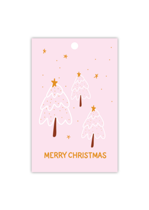 Christams Tree - Pink & Gold  - gift tag