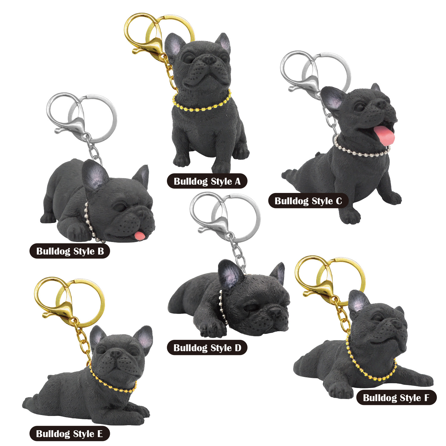 TPR Bulldog with cotton w/keychain Blind box collection, Collectible