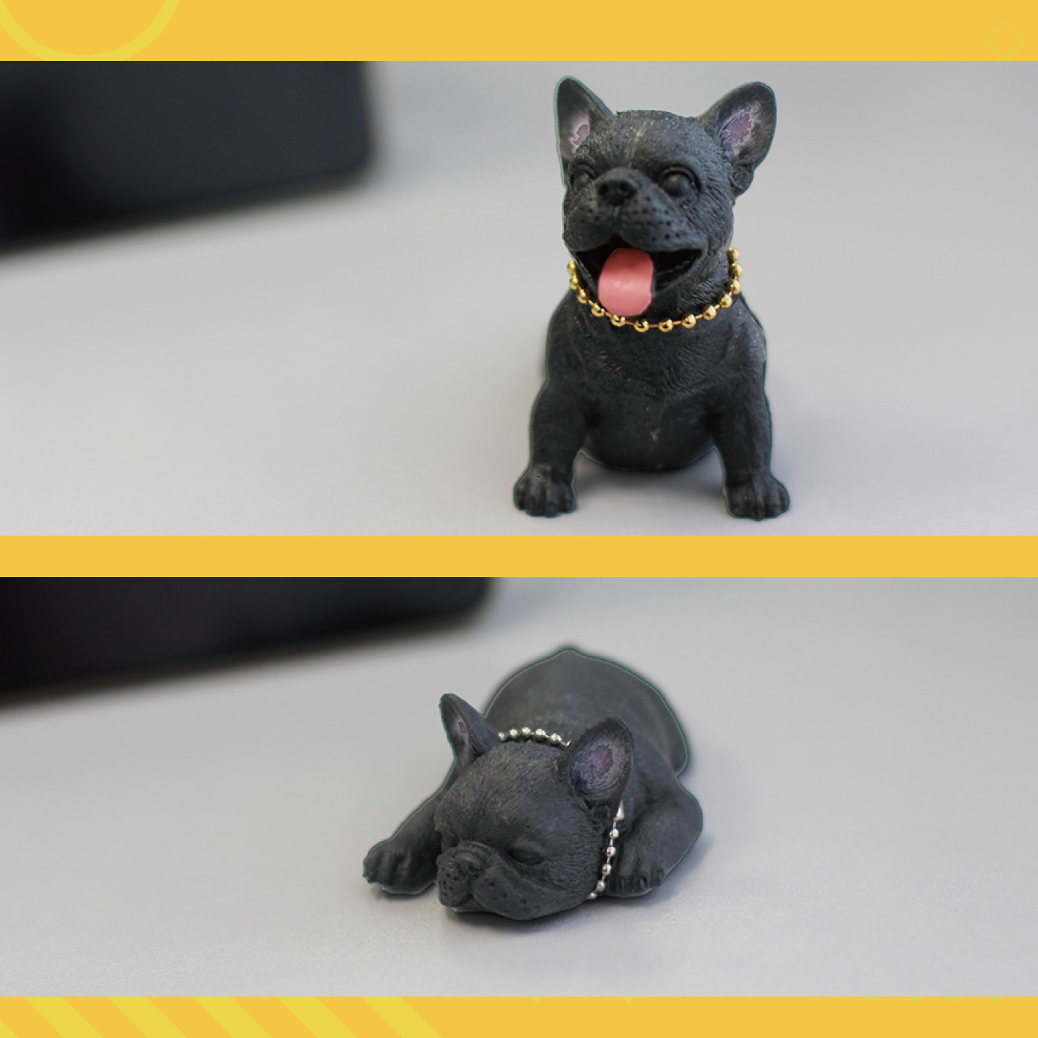 TPR Bulldog with cotton w/keychain Blind box collection, Collectible