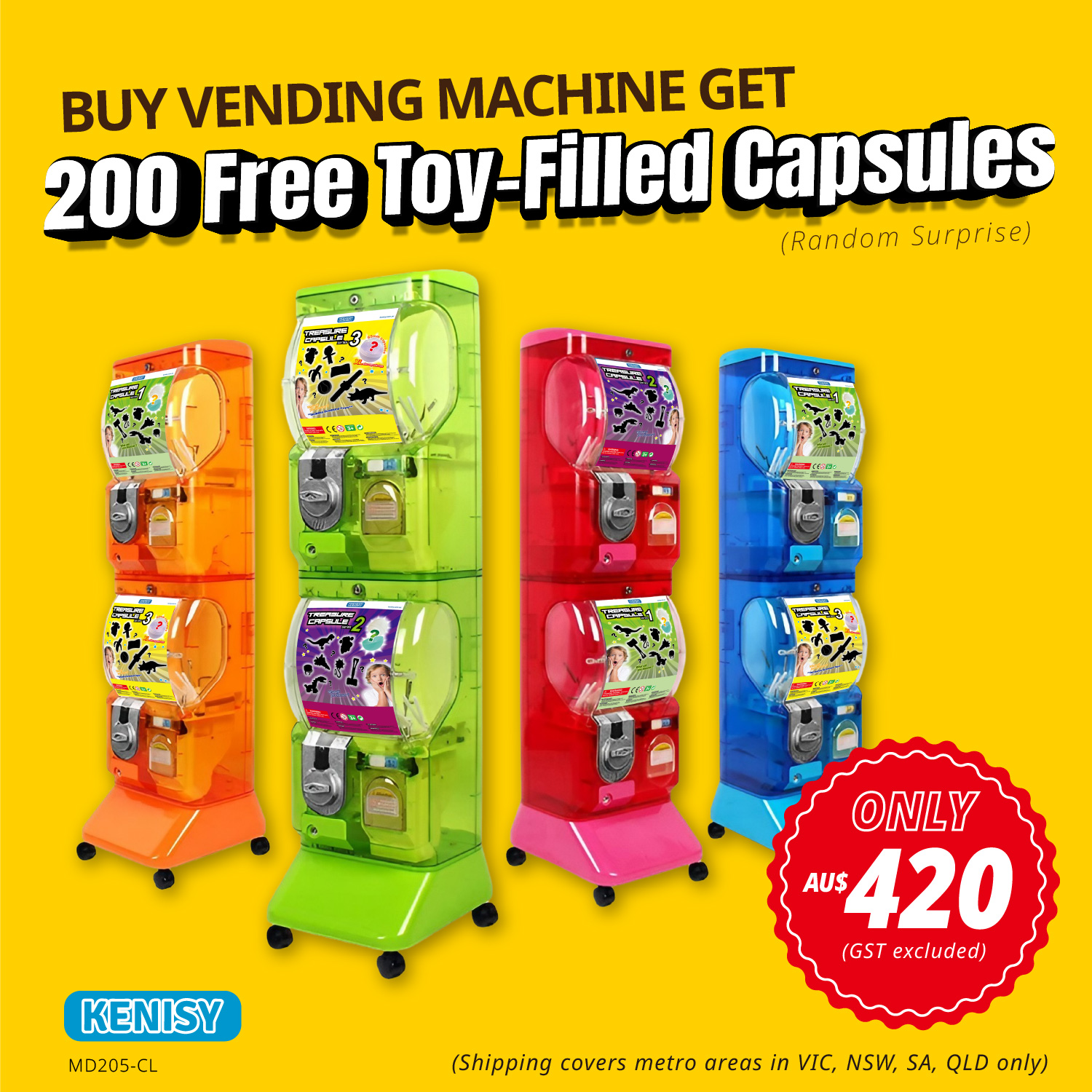 Special Offer-Vending machine(2 disp)*Free 200 cap*-4 color