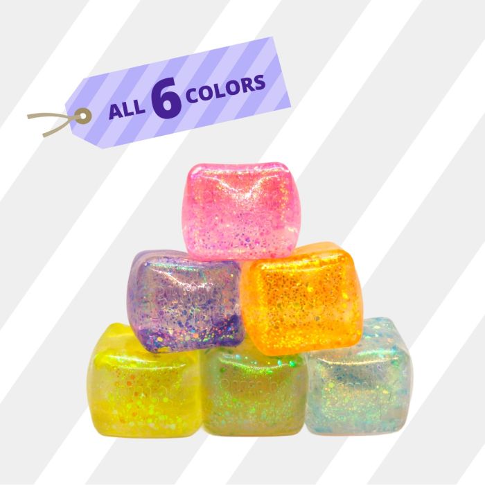 Squishy Ice Chilly Cube Glittery (6 colors) Sensory