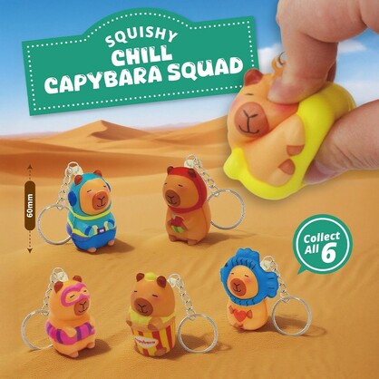 Squishy Chill Capybara Squad in 65mm capsule