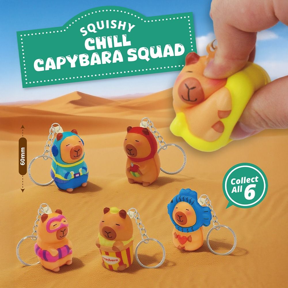 Squishy Chill Capybara Squad in 65mm capsule