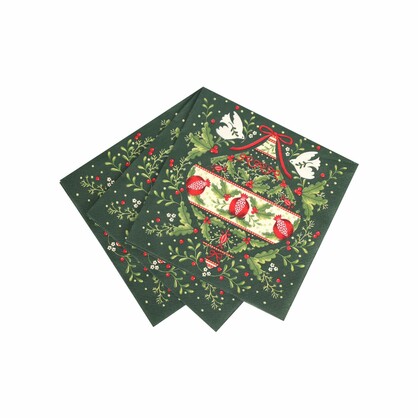 Folklore Green Christmas Paper Napkins - 20 Pack
