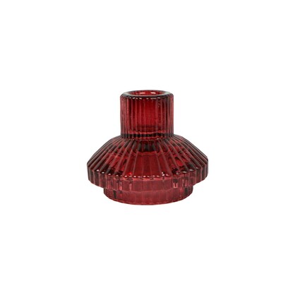 Midnight Forest Burgundy Red Glass Candle Holder Small