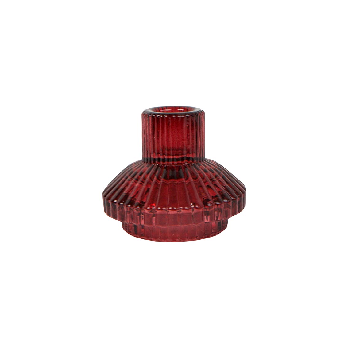 Midnight Forest Burgundy Red Glass Candle Holder Small