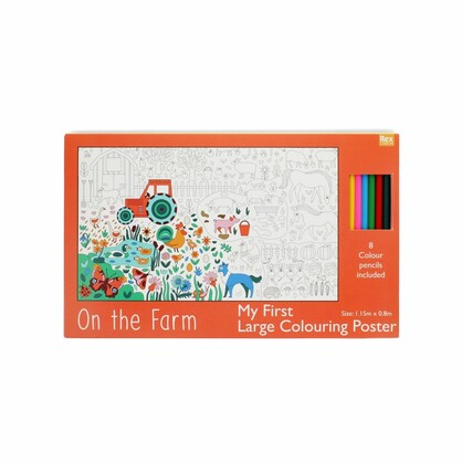 Large Colouring Poster With Pencils - On The Farm