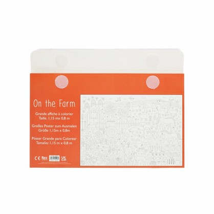 Large Colouring Poster With Pencils - On The Farm