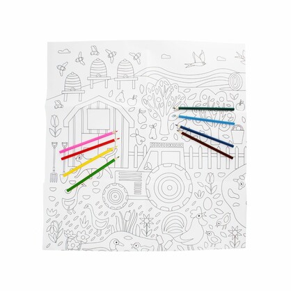 Large Colouring Poster With Pencils - On The Farm