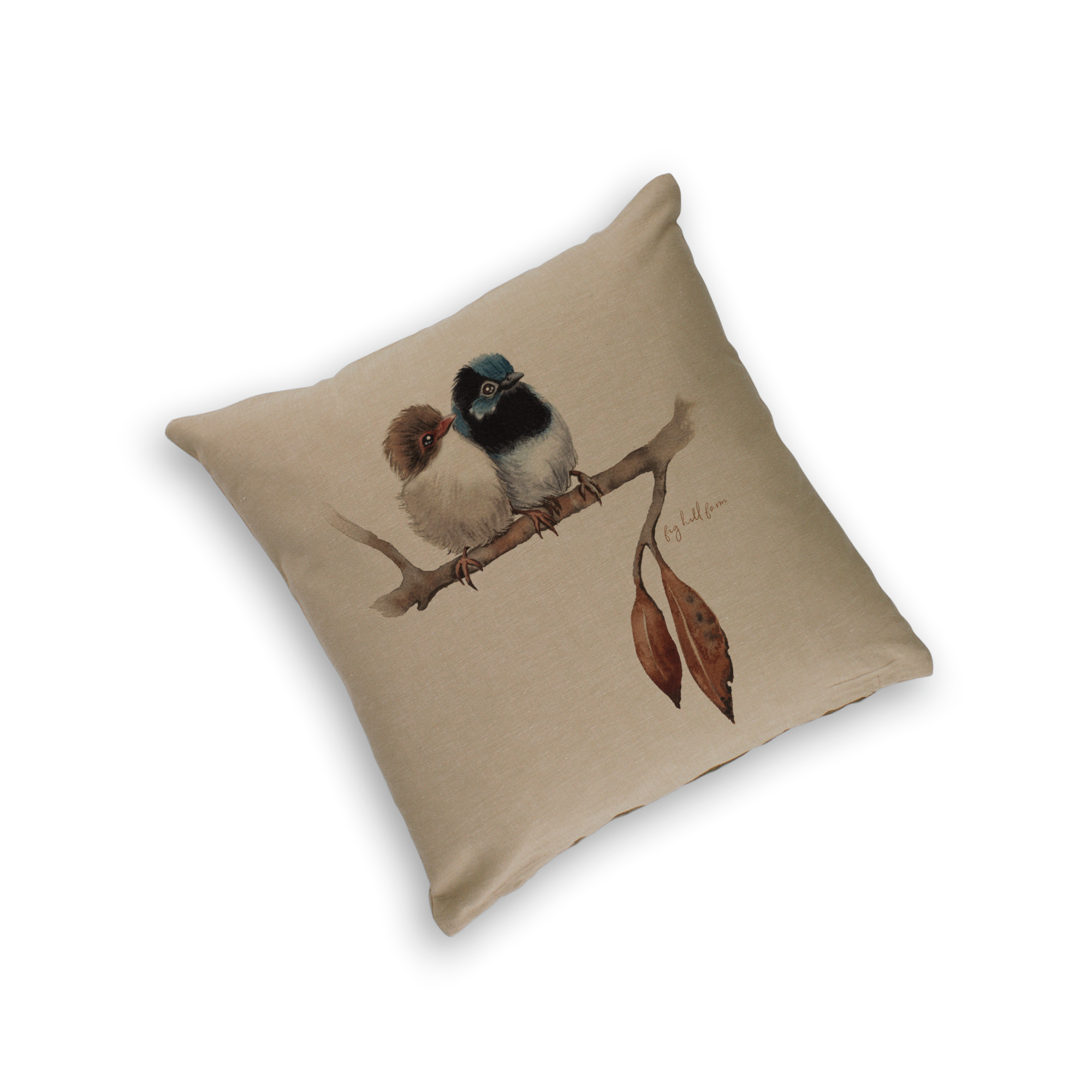 Wholesale Organic Cotton Cushion Cover Fairy Wrens The Linen Press