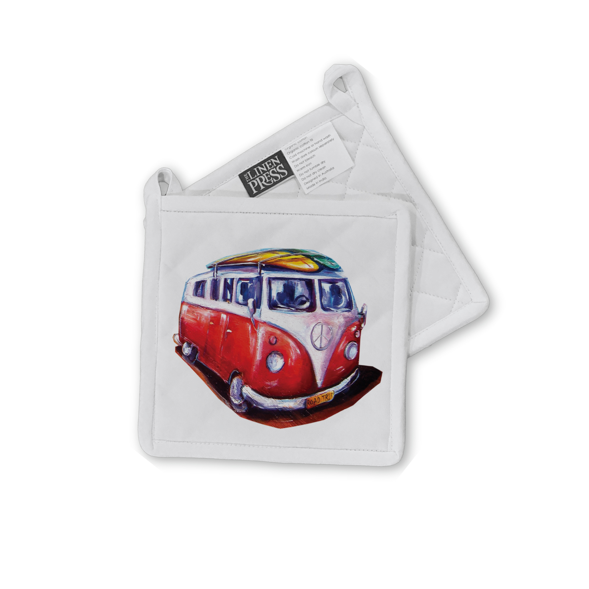 Organic Cotton Pot Holder - Roadtrip Kombi