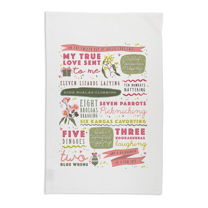 Organic Cotton Tea Towel - Twelve Days of Christmas