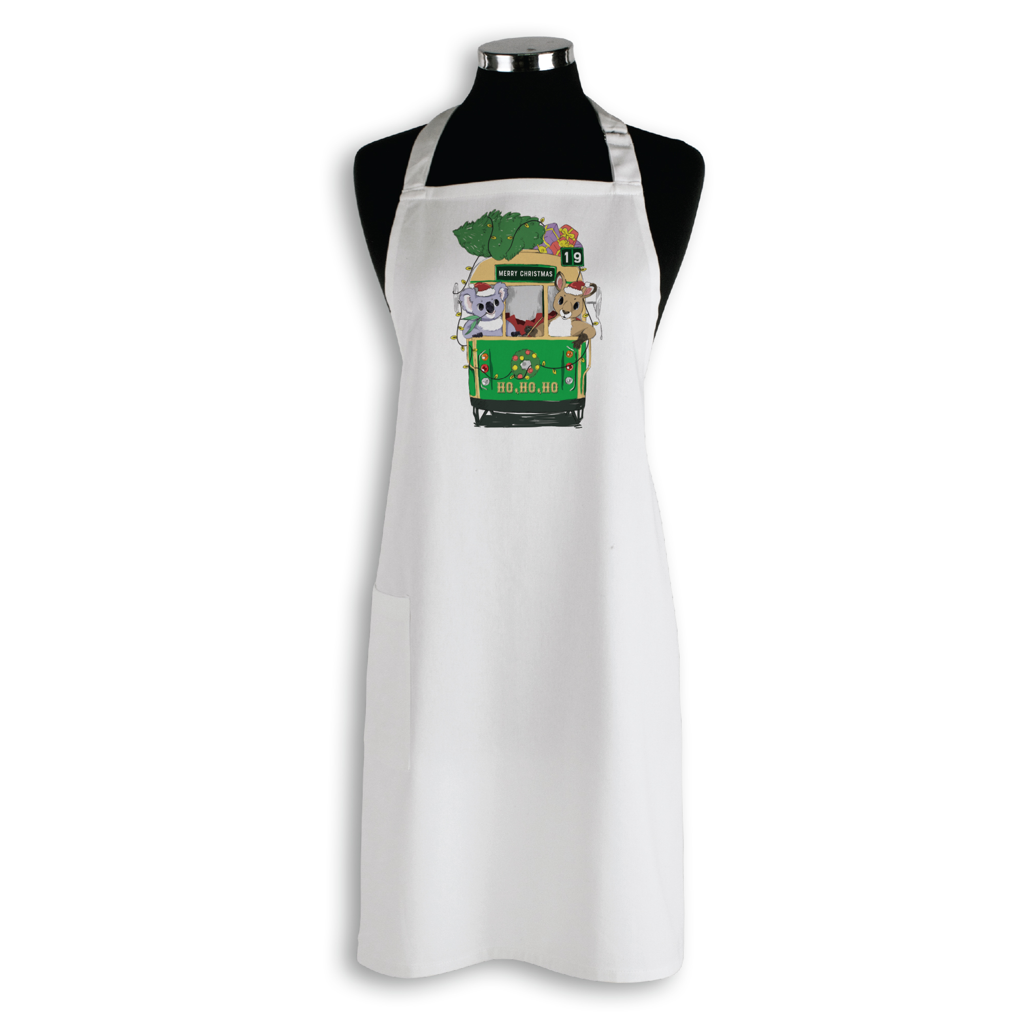 Organic Cotton Apron - Christmas Melbourne Tram