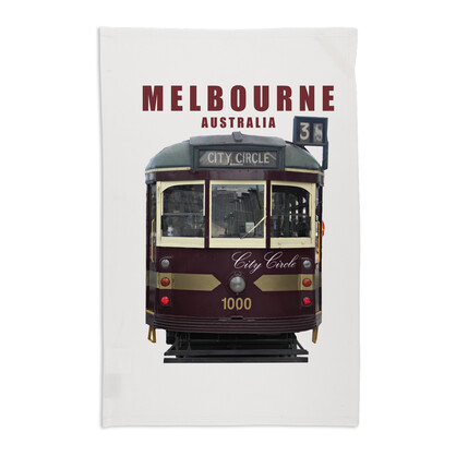 Organic Cotton Tea Towel - Melbourne Tram Front