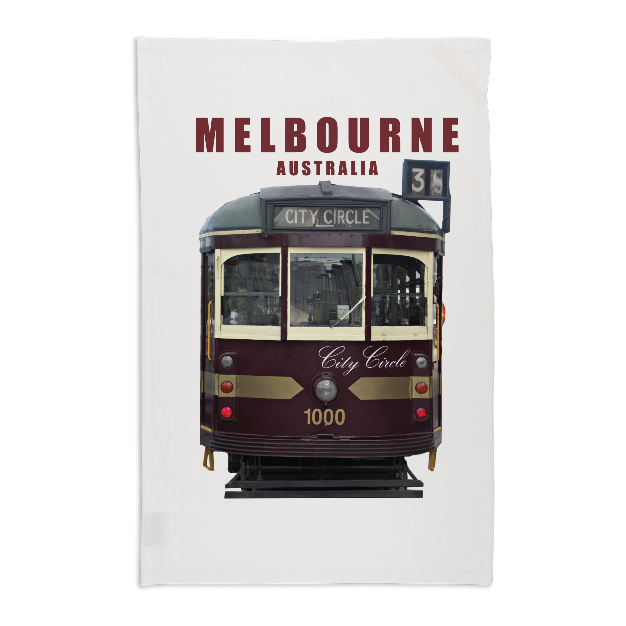 Organic Cotton Tea Towel - Melbourne Tram Front