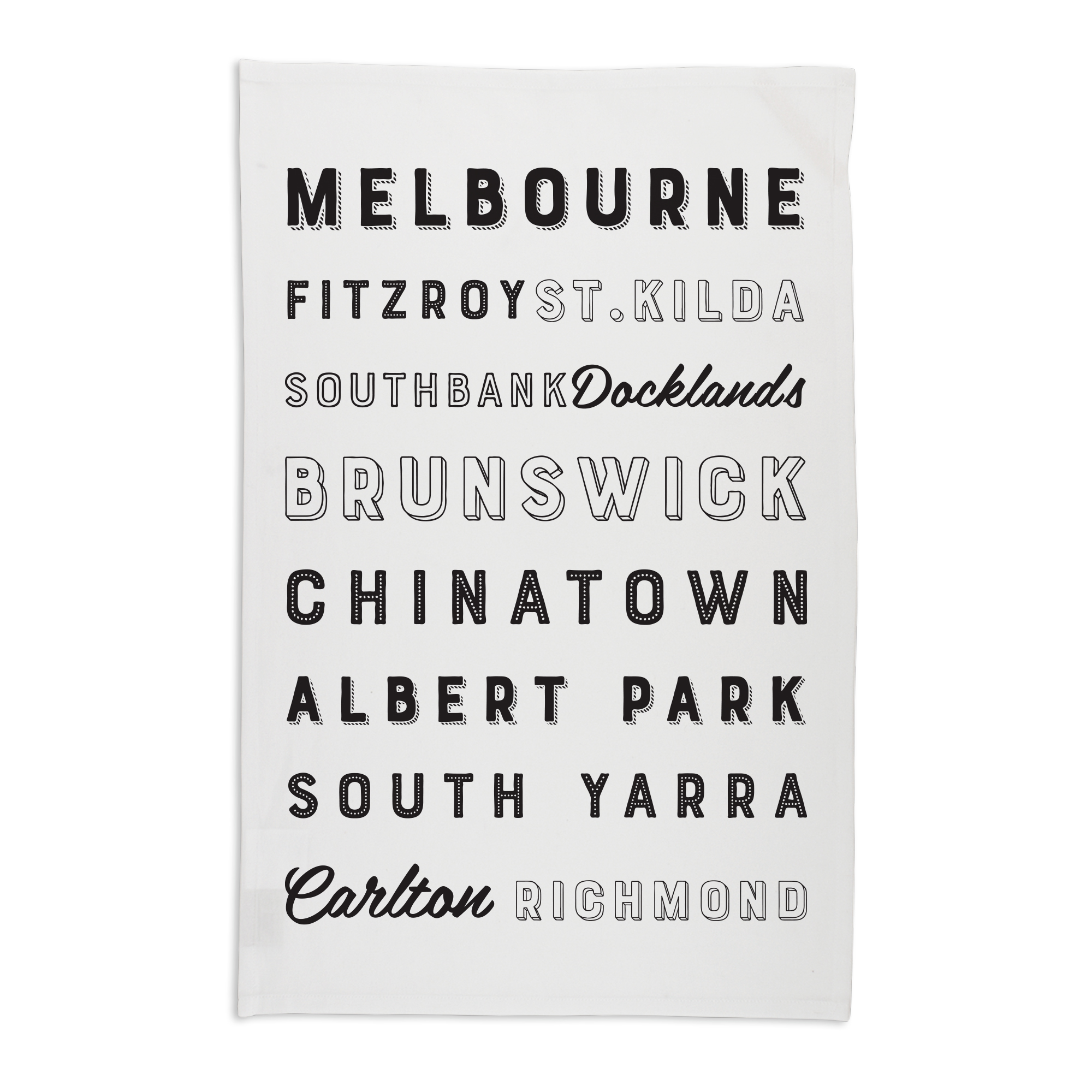 Organic Cotton Tea Towel - Melbourne Words